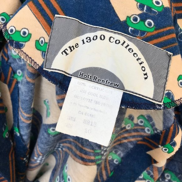 Holt Renfrew Acrylic Knit Dress Green Car Print Vintage 1300 Collection 1970s - Picture 9 of 9